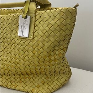 CALAMASSI Made in Italy Yellow Leather Woven Handbag…for Spring and Summer!